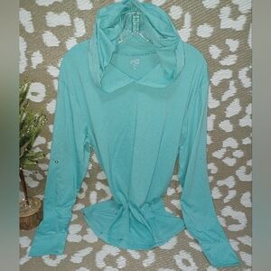 Teal Tickled Teal Long Sleeve Top With Hood